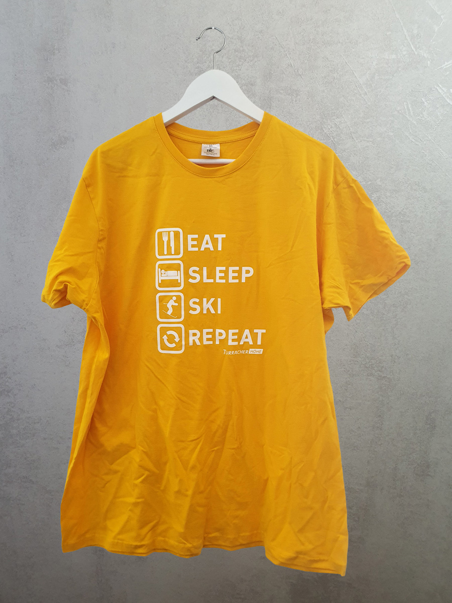T-Shirt "Eat - Sleep - Ski - Repeat" orange