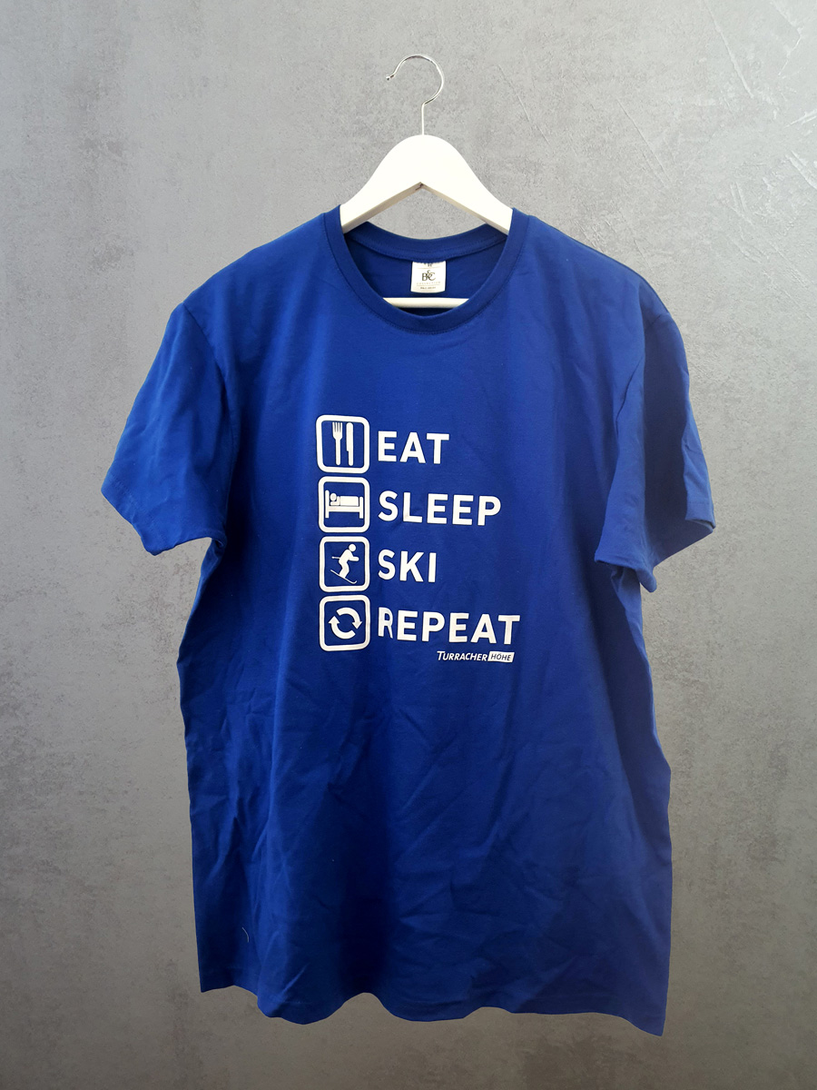 T-Shirt "Eat - Sleep - Ski - Repeat" blau